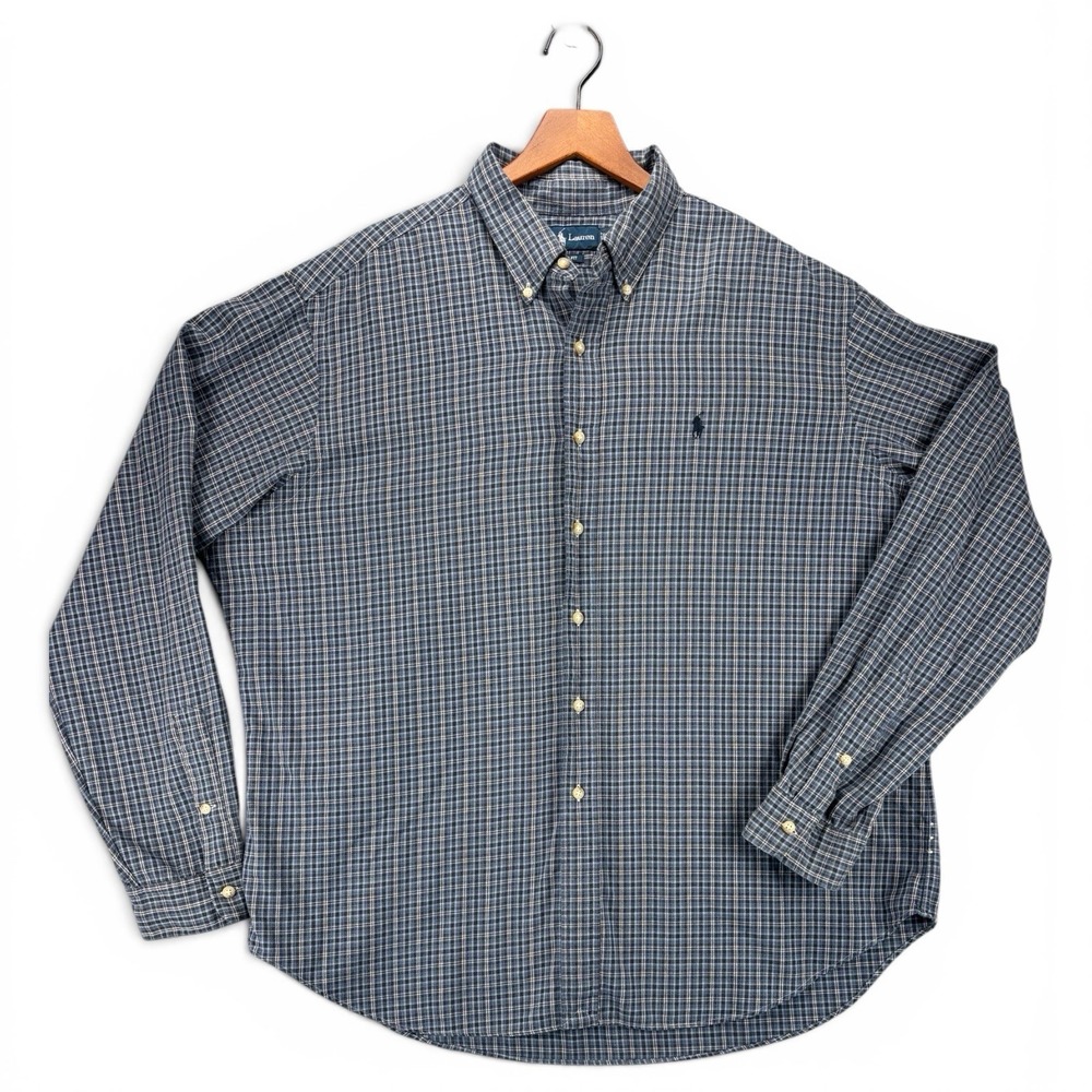 Ralph Lauren Shirt Mens XXL Classic Fit Plaid Cotton Button Down Preppy Coastal